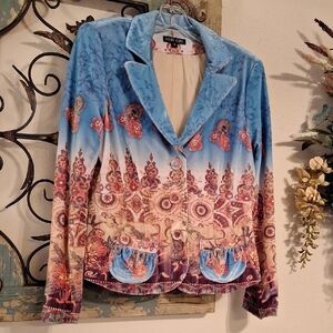 Boho Chic Multicolor Patterned Blazer. Excellent Condition NWOT Size 6